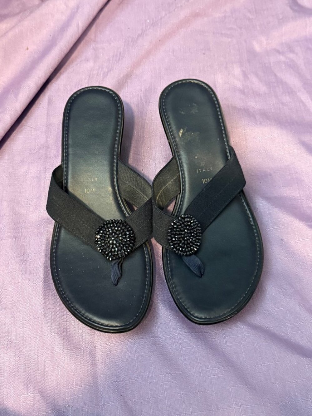 Italian Shoemakers Black Beaded Crisscross Sandals – Women’s Size 10M